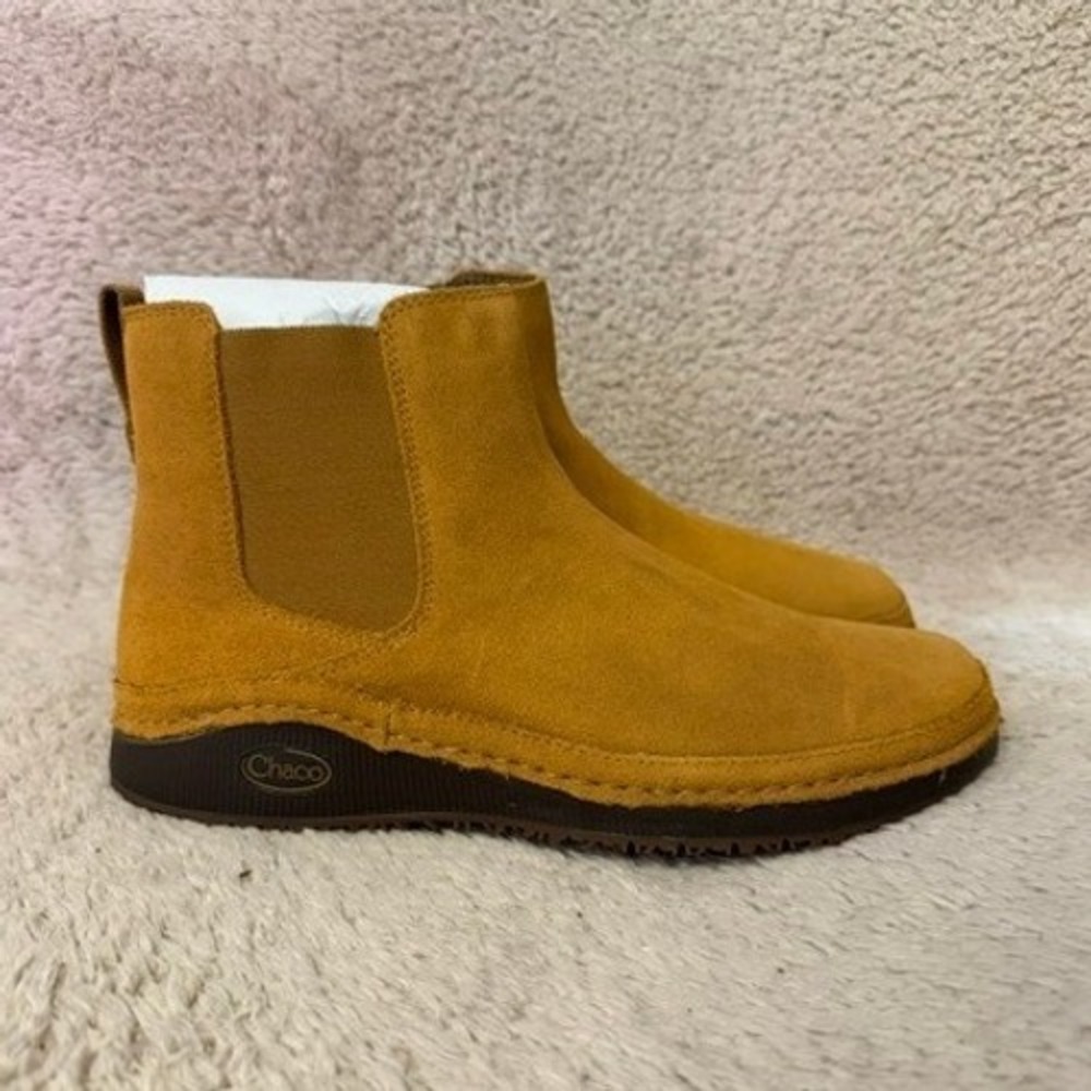 Chaco Paonia Chelsea Caramel Brown Suede Waterproof Ankle Boots Womens 8 New